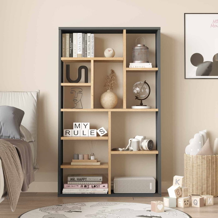 Hanah Home Kor1-Sa Estantería Natural y Antracita